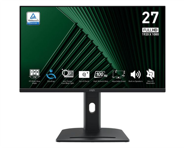  Монитор 27 MSI PRO MP275QPDG 9S6-3PC8CM-005 2560x1440, 1мс, 250 кд/м2, 1300:1, 100M:1, 178°/178°, IPS, 16:9, 100Hz, 2*HDMI, DP, USB-C, USB-B, 4*USB-A