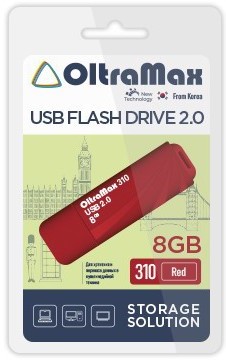  Накопитель USB 2.0 8GB OltraMax OM-8GB-310-Red 310 красный