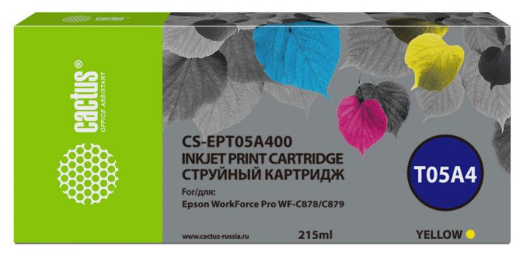 Картридж Cactus CS-EPT05A400 желтый (215мл) для Epson WorkForce Pro WF-C878/C879