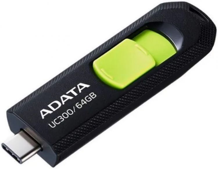   Xcom-Shop Накопитель USB 3.2 64GB ADATA UC300 Type-C, черный/зеленый