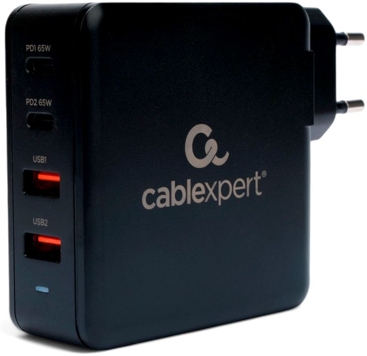 Зарядное устройство сетевое Cablexpert MP3A-PC-49 100Вт GaN, QC3.0/PD, 2*USB, 2*Type-C, черный, коробка