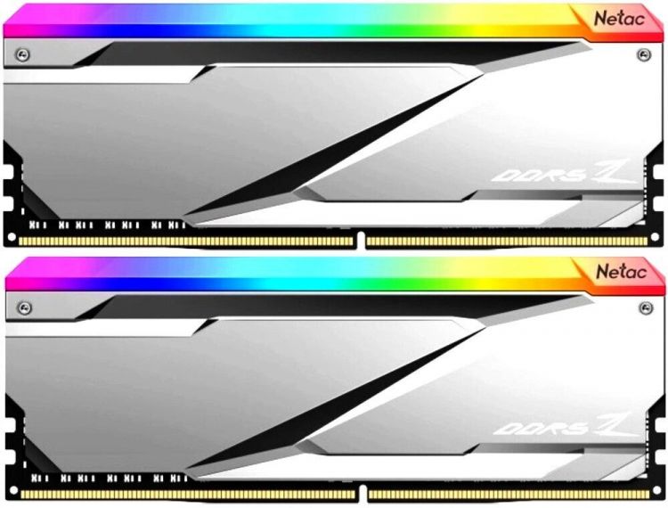 Модуль памяти DDR5 32GB (2*16GB) Netac NTZED5P68DP-32S RGB, PC5-54400, 6800MHz, CL34, 1.4V, silver