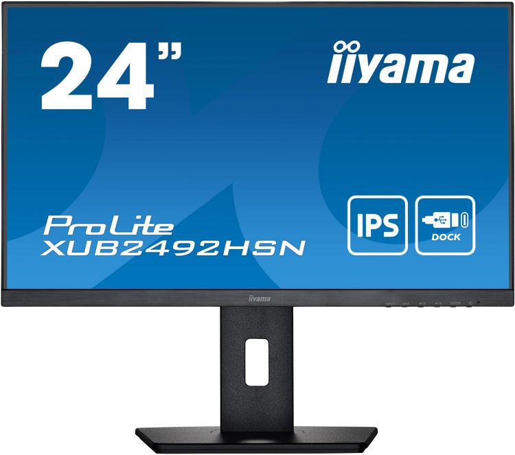 Монитор 23,8 Iiyama ProLite XUB2492HSN-B5 1920x1080, 4ms, 250кд/м2, 1000:1, 80000000:1, 178°/178°,IPS, 16:9, 75Hz, HDMI, HAS Piv, DP FHD, USB