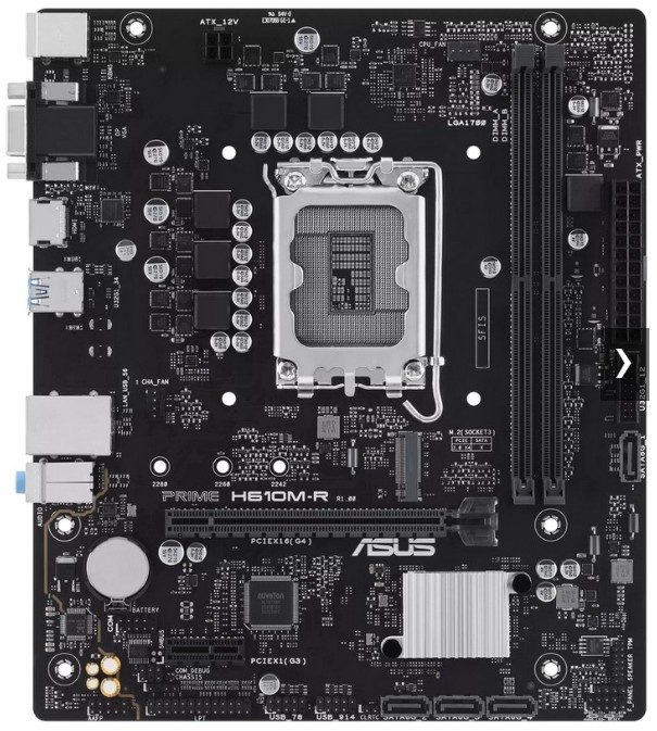 LGA1700 ASUS Материнская плата mATX ASUS PRIME H610M-R-SI (LGA1700, H610, 2*DDR5 (5600), 4*SATA 6G, M.2, 2*PCIE, Glan, VGA, HDMI, DP, 2*USB 3.2, 2*USB 2.0)