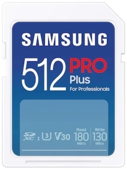 Карта памяти SDXC 512GB Samsung MB-SD512S/EU PRO Plus Class 10, A2, V30, 130/180MB/s