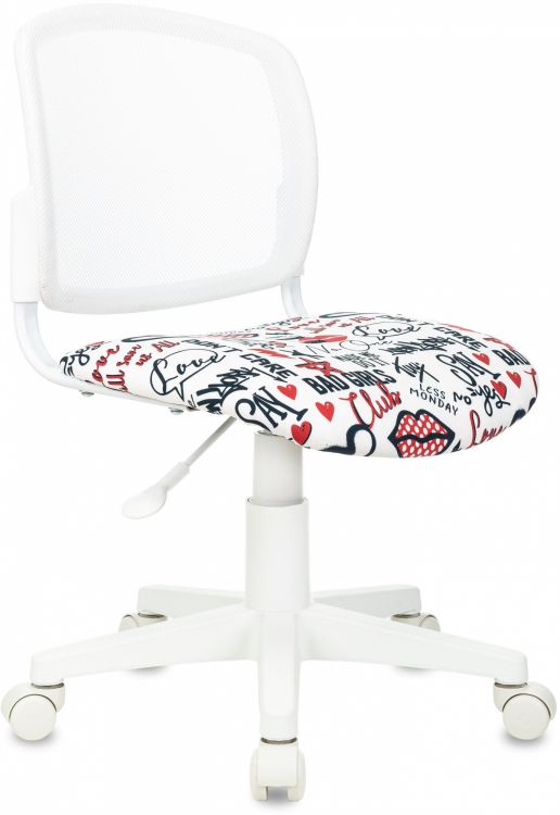 Кресло детское Бюрократ CH-W296NX/REDLIPS белое TW-15 сиденье мультиколор красные губы сетка/ткань крестов. пластик белый