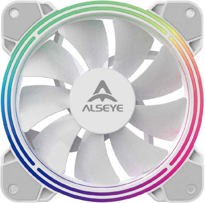 Вентилятор для корпуса ALSEYE Halo 4.0 120x120x25mm, 800-2000rpm, 42,5CFM, 35dBa, RGB, 4-pin, white, (3-pack)