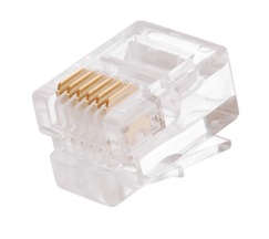 Коннектор Netlan EC-UP6P6C-UC-003-TR-1000 RJ12/6P6C под витую пару, Кат.3 (Класс C), 16МГц, покрытие 3мкд, универсальные ножи, для проводников 0,40-0,