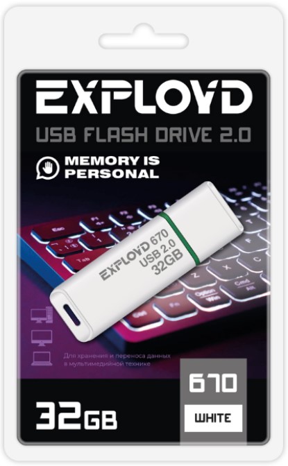   Xcom-Shop Накопитель USB 2.0 32GB Exployd EX-32GB-670-White 670 чёрный