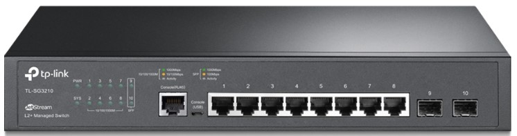 Коммутатор управляемый TP-LINK TL-SG3210 8xUTP 10/100/1000, 2xSFP Gigabit, рэковый