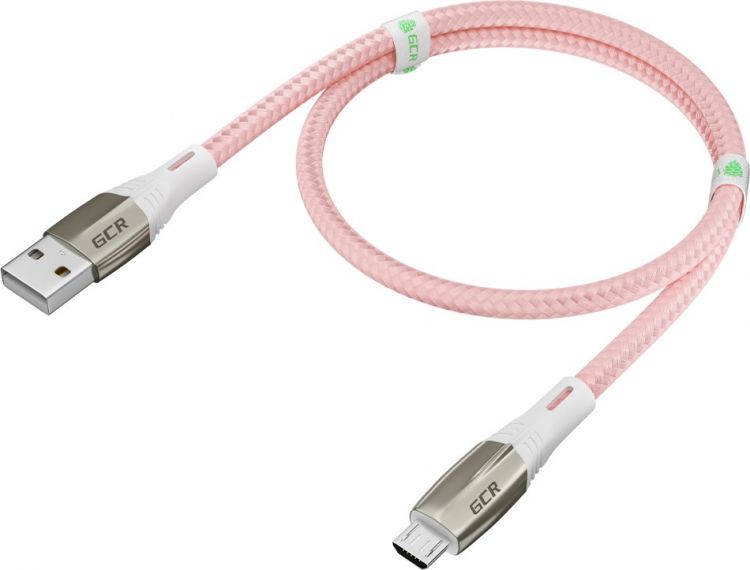 Кабель интерфейсный Greenconnect GCR-51955 1.7m MicroUSB series MERCEDES, PINK NYLON, супер быстрая зарядка, 28/22 AWG