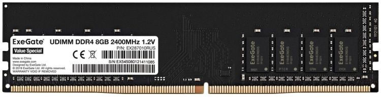 Модуль памяти DDR4 8GB Exegate Value Special EX287010RUS 2400MHz PC4-19200 CL17 1.2V