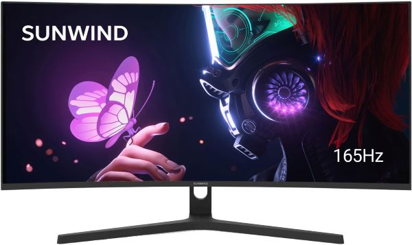  Монитор 34 SUNWIND SM-34QV401 SM34VG01 черный VA LED 6ms 21:9 HDMI матовая 300cd 178гр/178гр 3440x1440 165Hz G-Sync DP WQ