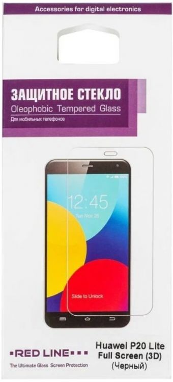для Huawei/Honor Защитное стекло Red Line УТ000015072 для Huawei P20 Lite, 3D, tempered glass, чёрная рамка