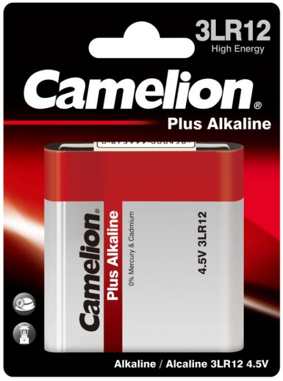 Батарейка Camelion 3LR12-BP1 Alkaline 3LR12, 4,5 В, 3000 мА.ч, 1 шт в упаковке (1656)