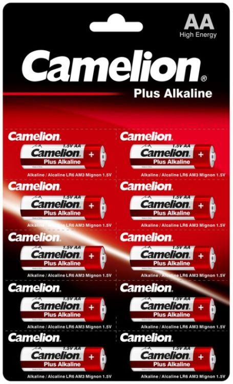 Батарейка Camelion LR6-BP1x10P Alkaline LR6/AA, 1,5 В, 2700 мА.ч, 10 шт в упаковке (14135)