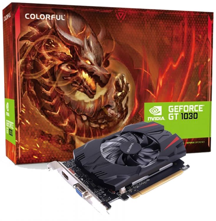 Видеокарта PCI-E Colorful GeForce GT 1030 (GT1030 2G V3-V) 2GB GDDR5 64bit 14nm 1228/6000MHz VGA/HDMI