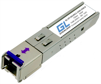 Модуль SFP GIGALINK GL-OT-SG14SC1-1310-1550-D WDM, 1Гбит/c, одно волокно SM, SC, Tx:1310/Rx:1550 нм, DDM, 14 дБ (до 20 км) (GL-30TSC-D)