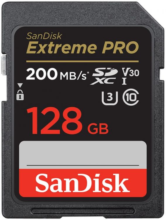   Xcom-Shop Карта памяти SDXC 128GB SanDisk SDSDXXD-128G-GN4IN Extreme Pro SDXC - 200MB/s UHS-I V30 U3