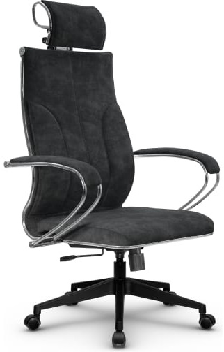 Кресло офисное Metta L 2c 44 подл.118/осн.002, велюр, тёмно-серое