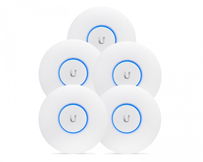 Точка доступа Ubiquiti UniFi AC Pro 5-pack Wi Fi 802.11ac,1300 Mbps, dual-band, 3x3 MIMO, 2 Gigabit Ethernet, 802.3af, indoor, комплект из 5 точек, бе