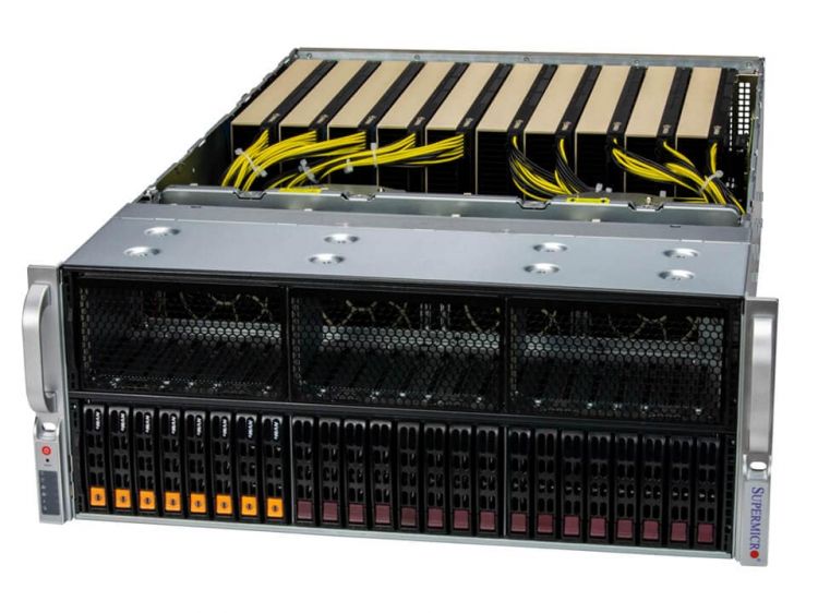 Серверная платформа 4U Supermicro SYS-421GE-TNRT (2*LGA4677, C741, 32*DDR5 (4800), 24*2.5 NVMe/SATA/SAS HS, 2*M.2, 13*PCIE, 2*10Glan, VGA, 2*USB 3.0)