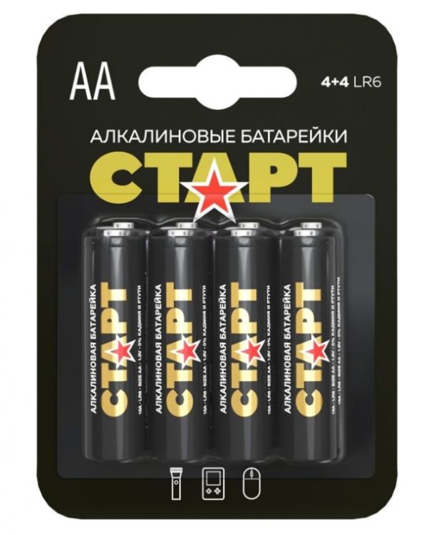 Батарейка Старт LR6-BL8 N 1.5 В, АА, LR6, 4+4 шт. на блистере