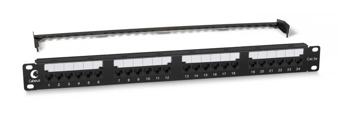 Патч-панель Cabeus PL2-24-Cat.5e-Dual 19, 1U, Cat 5e, 24 порта RJ45 (8p8c), неэкранированная, Dual IDC (110/KRONE)