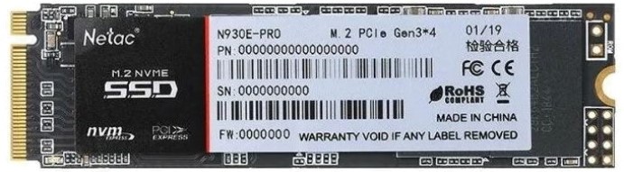 Накопитель SSD M.2 2280 Netac NT01N930E-001T-E4X N930E Pro 1TB PCIe Gen3*4 NVMe 3D TLC 2130/1720MB/s