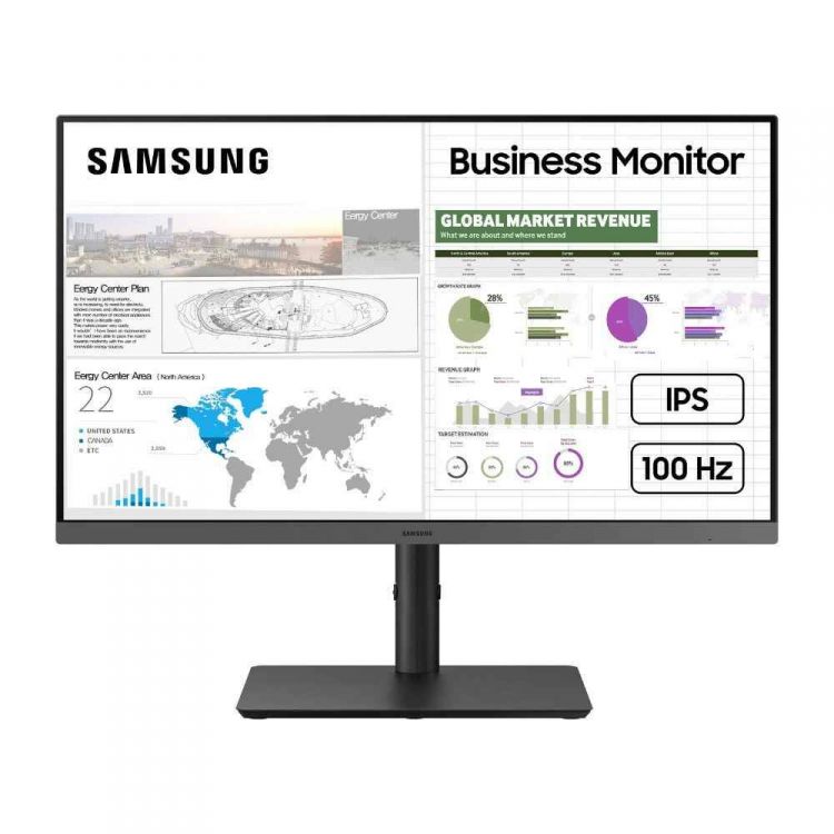 Монитор 24 Samsung Essential S4 S43GC IPS, 1920x1080, 16:9, 250 кд/м², 1000:1, 4ms, 178°/178°, 100Hz, HDMI, DP, HAS, Pivot, black