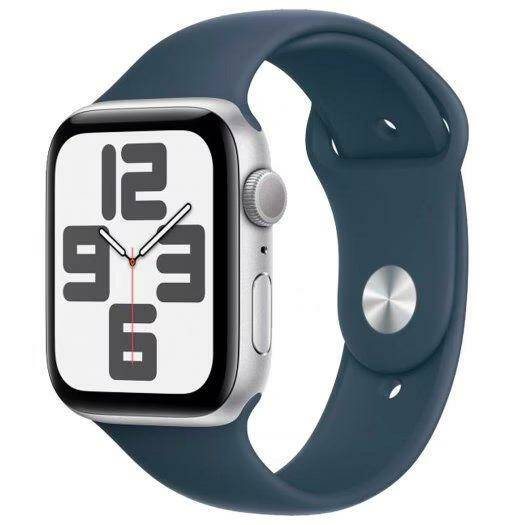 Часы Apple Watch SE 2023 44mm MREE3 Silver Aluminium Case with Storm Blue Sport Band - M/L