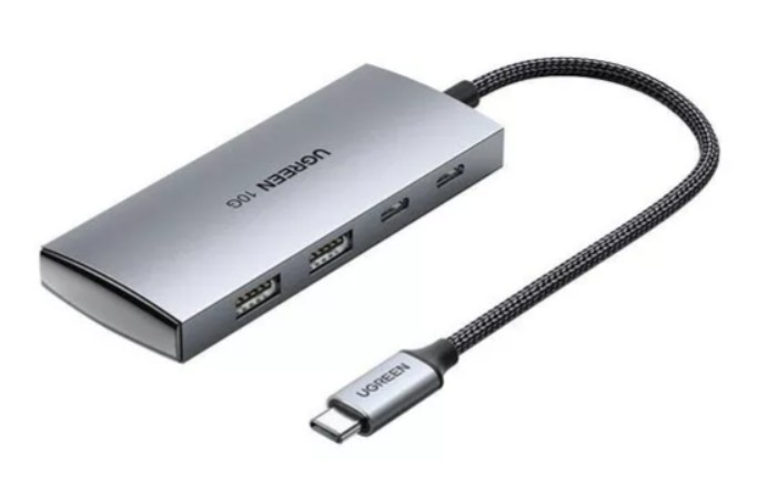 Адаптер UGREEN CM480 30758_ USB Type-C to 2*USB 3.1+2*USB Type-C, цвет: серый