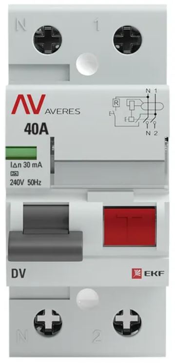 УЗО EKF rccb-2-40-30-a-av DV 2P 40А/ 30мА (A) AVERES