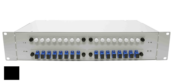  Кросс оптический стоечный 19 стационарный 2U TELCORD КСу-32-2U 32-ST/MM-32-ST/UPC-MM50-1-КУ-BK 32 адаптера ST/MM, 32 пигтейла ST/UPC MM (ОМ2 50/125),