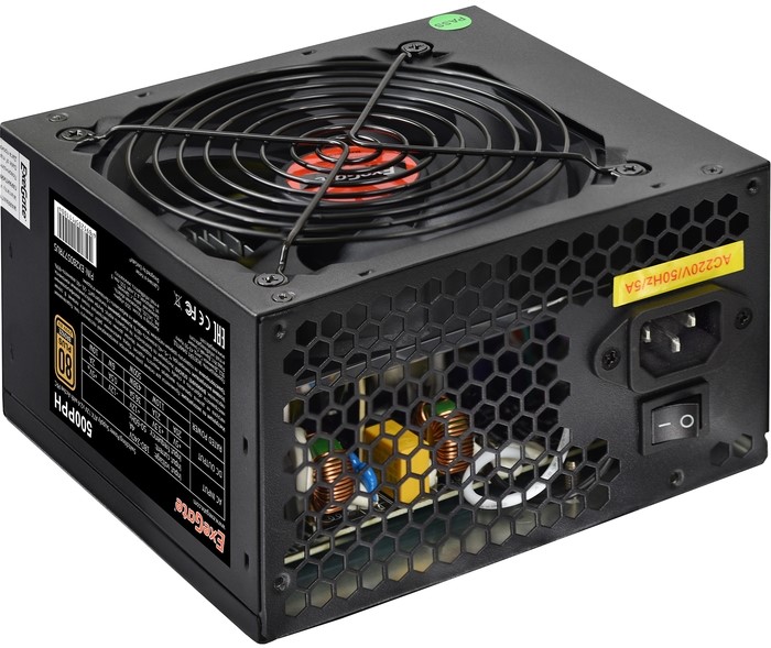 Блок питания ATX Exegate 500PPH-OEM EX280577RUS-OEM 500W, 80+ Bronze, APFC, 12cm fan, 24pin, (4+4)pin, PCIe, 5*SATA, 3*IDE, black