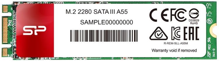 SSD Silicon Power  Xcom-Shop Накопитель SSD M.2 2280 Silicon Power SP512GBSS3A55M28 A55 512GB SATA 6GB/s 560/530MB/s MTBF 1.5M
