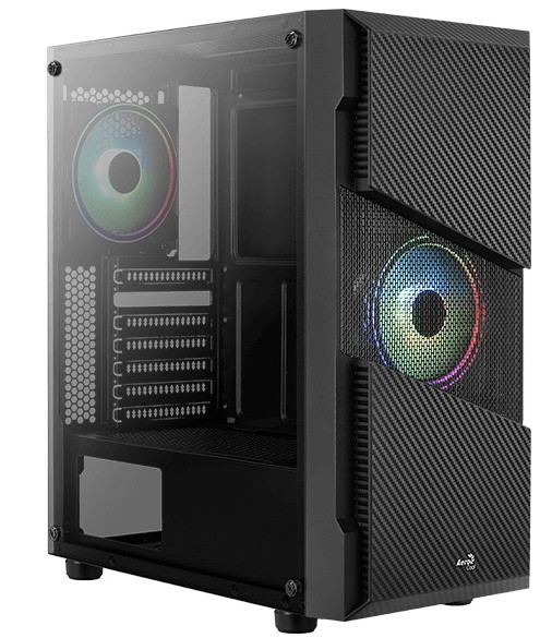 Корпус ATX AeroCool Menace Saturn RGB 4710562754186 черный, без БП, с окном, 2*USB 3.0, audio