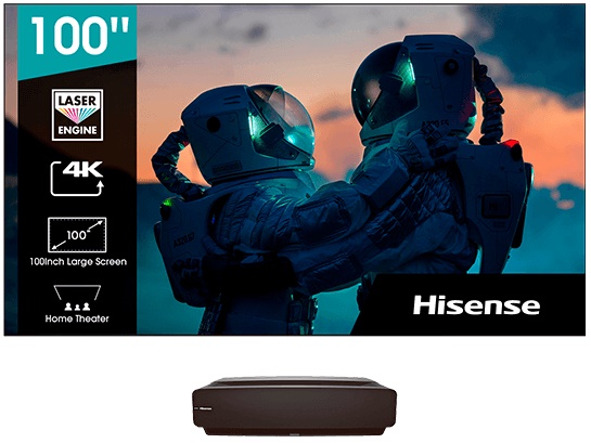 Телевизор LED Hisense Laser TV 100L5F 100, черный, 4K Ultra HD, 100Hz, DVB-T, DVB-T2, DVB-C, DVB-S, DVB-S2, WiFi, Smart TV