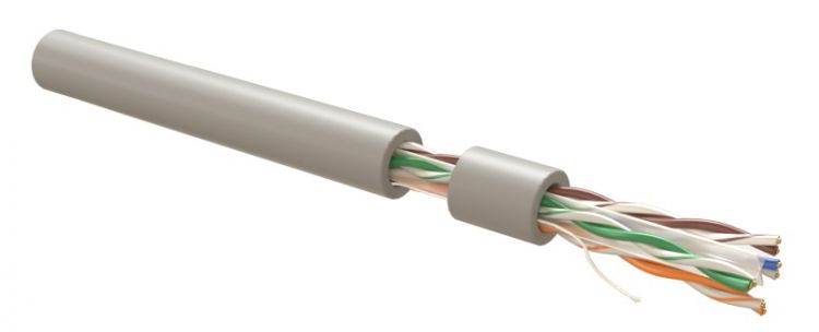  Кабель витая пара U/UTP 6a кат. 4 пары Hyperline UUTP4R-C6A-S23-IN-LSLTX-GY-305 (305 м) (23 AWG), одножильный (solid), с разделителем, нг(А)-LSLTx, вн