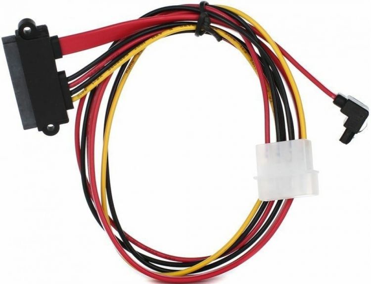 Переходник VCOM VHC7702 molex+SATA/SATA, 15pin+7pin, (длина инт - 45см, питание - 15см)