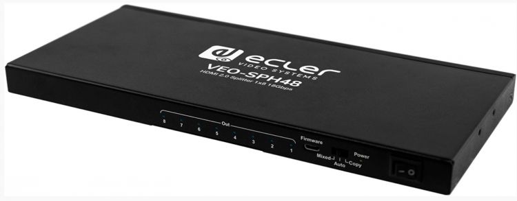 Усилитель-распределитель Ecler VEO-SPH48 1:8 сигналов HDMI 2.0 с 3D, HDCP, HDR 10 и управлением EDID