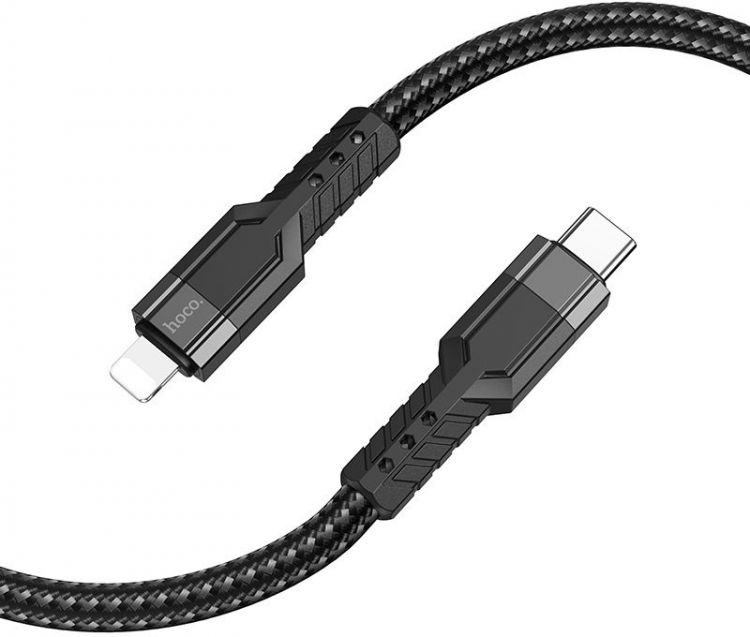 Кабель интерфейсный Hoco U110 IP PD USB Type-C (m)-Lightning (m) 1.2м черный коробка (2002408)