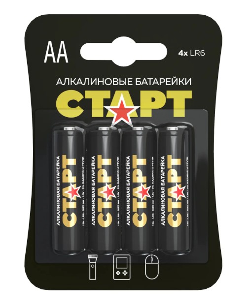 Батарейка Старт LR6-BL4 N 1.5 В, АА, LR6, 4 шт. на блистере