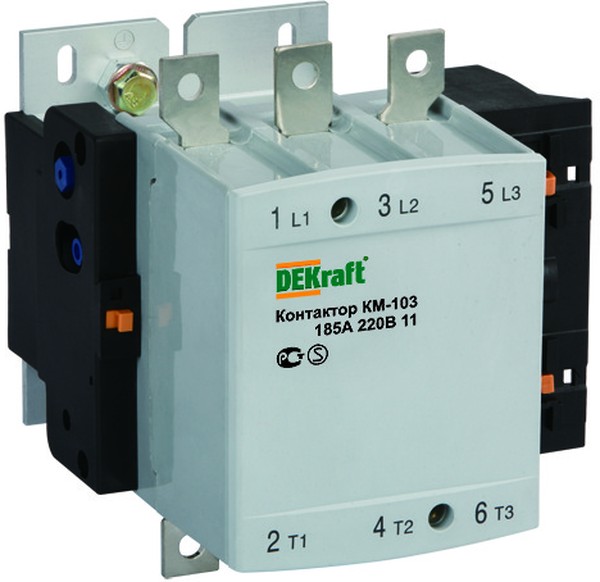 Контактор DEKraft 22154DEK 185А 220В АС3 1НО+1НЗ КМ-103