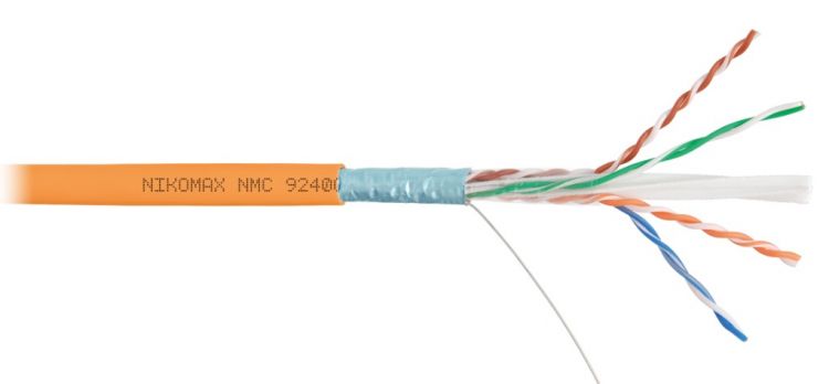   Xcom-Shop Кабель витая пара F/UTP 6 кат. 4 пары NIKOMAX NMC 9240C-OR 23AWG(0.57 мм), медь, одножильный (solid), внутренний, полимерный материал, нг(A)-HF, оранж