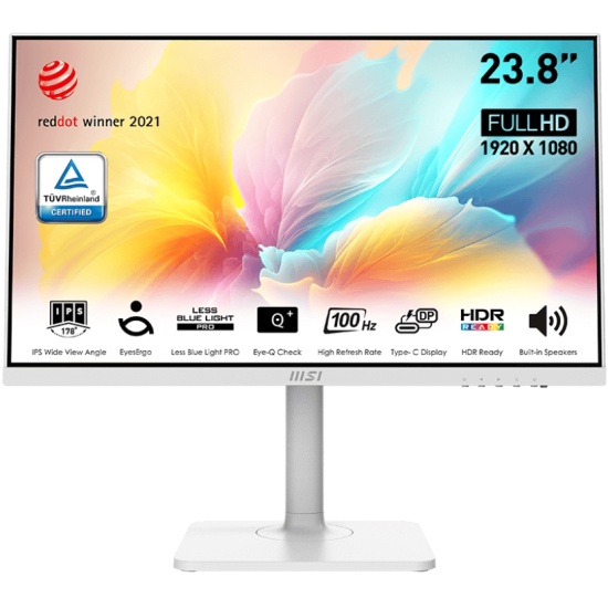 Монитор 23,8 MSI Modern MD2412PW 9S6-3PA59H-096 1920x1080, 16:9, IPS, 100Hz, 1ms, 1000:1, 300cd, 178гр/178гр, HDMI, USB-C, white