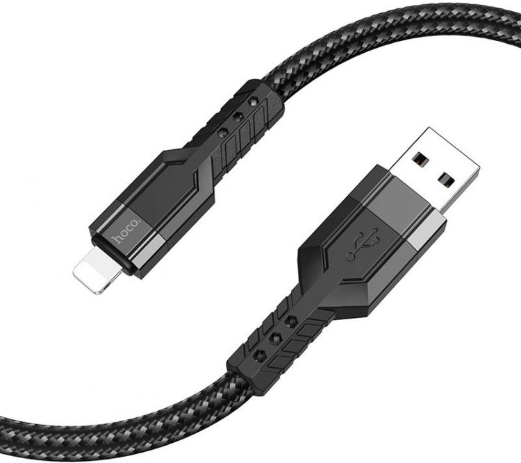 Кабель интерфейсный Hoco U110 IP USB (m)-Lightning (m) 1.2м черный коробка (2002411)