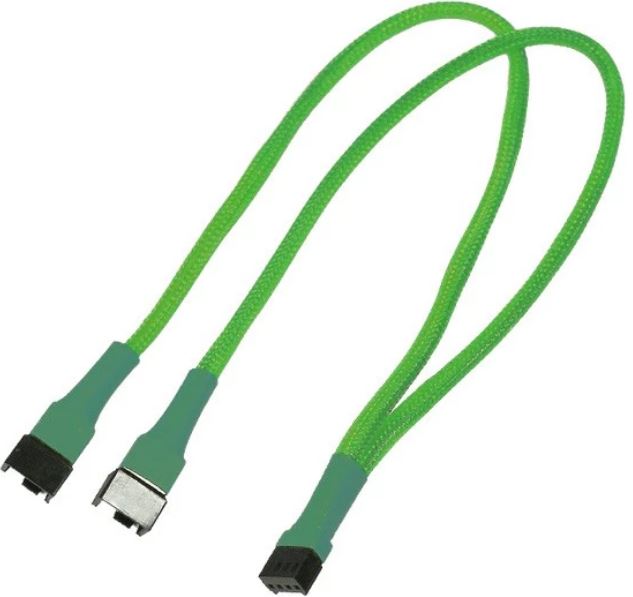 Кабели  Xcom-Shop Разветвитель Nanoxia NXPWY30NG для вентиляторов 4-pin PWM в 2 х 4-pin PWM, 30 см, неоновый зеленый