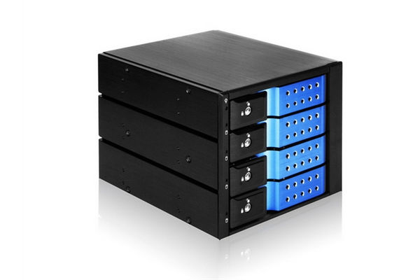 Корзина Procase T3-304-SATA3-BL 4 SATA3/SAS 6Gb hotswap aluminium mobie rack (3x5,25) Black/blue