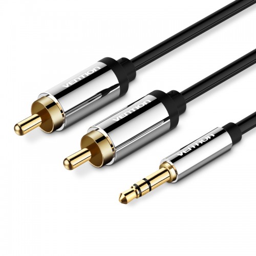 Кабель акустический Vention P550AC500-S Jack 3,5 mm M/2RCA M - 5 м Чёрный